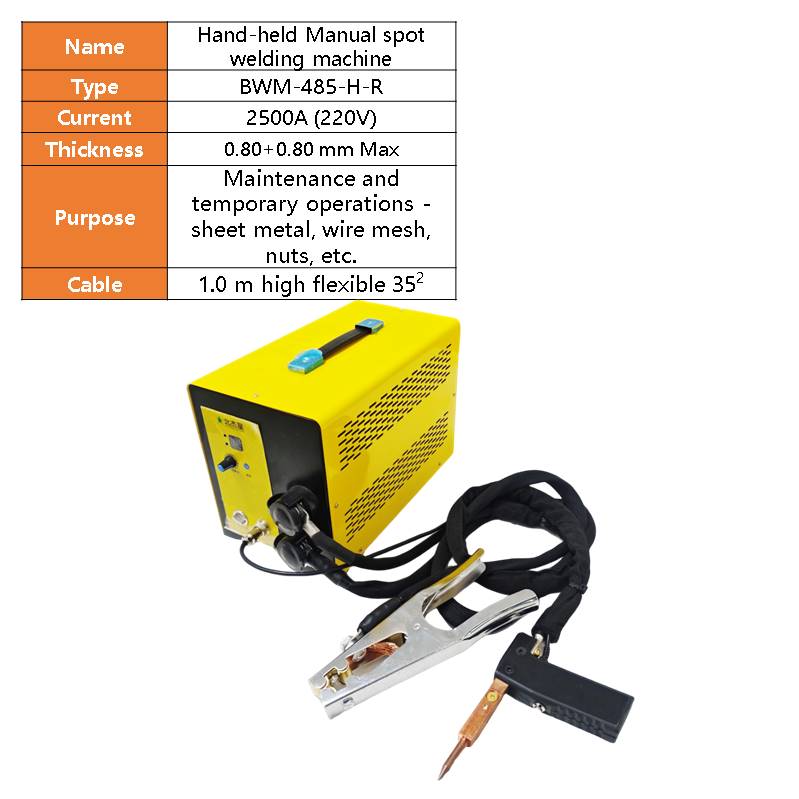 BWM-485 Handheld spot welding machine for stainless steel single-sided lap welding nameplate welding frame maintenance cold plate metal plate initial positioning