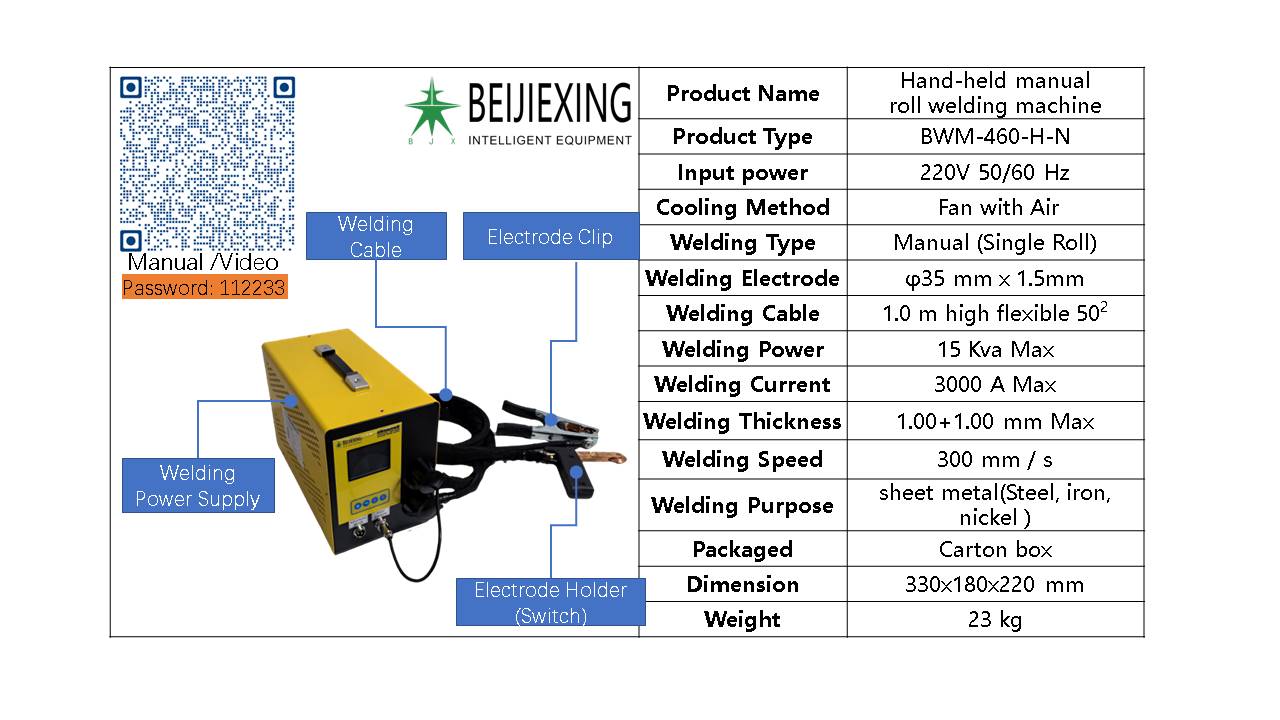 BWM-460 Manual handheld Metal sheet metal wire mesh filter screen rolling welding spot welding machine